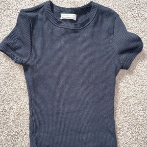Urban Outfitters Black Ribbed Crewneck Tee
